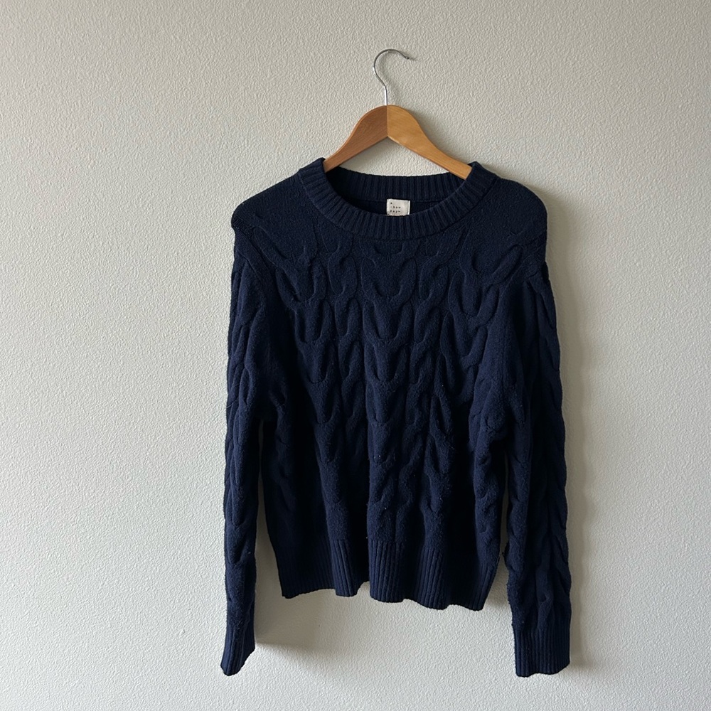 a new day Women's Navy Blue Cable Knit Sweater